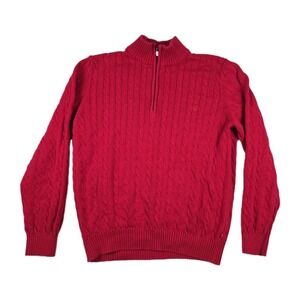Izod Cable Knit 1/4 Zip Men's Size XL Red Pullover Sweatshirt